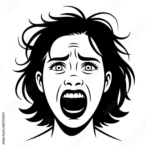  woman screaming black silhouette