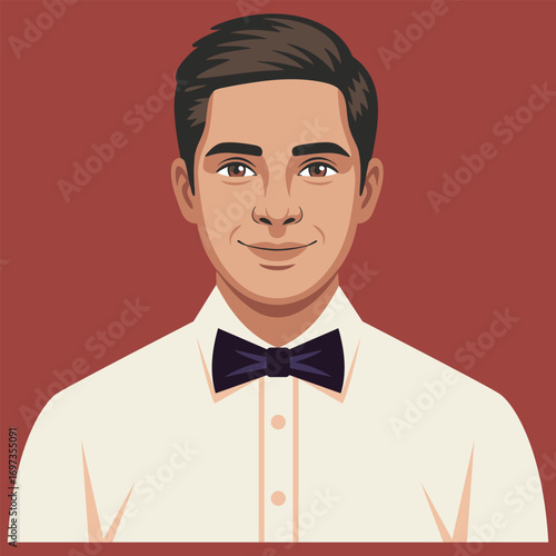 Portrait of a young Latin American man, Social Media Avatar flat vector