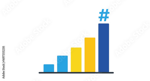Trending Hashtag Bar Graph - Social Media Growth and Popularity.