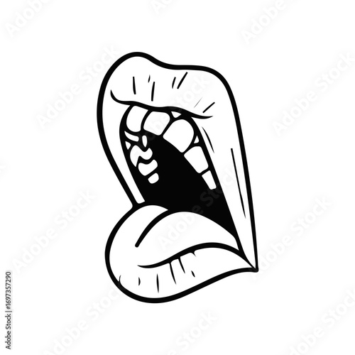 Curled Tongue Vector Illustration