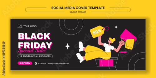 Black Friday Sale Event Digital Cover Hand Drawn Templates Background Illustration