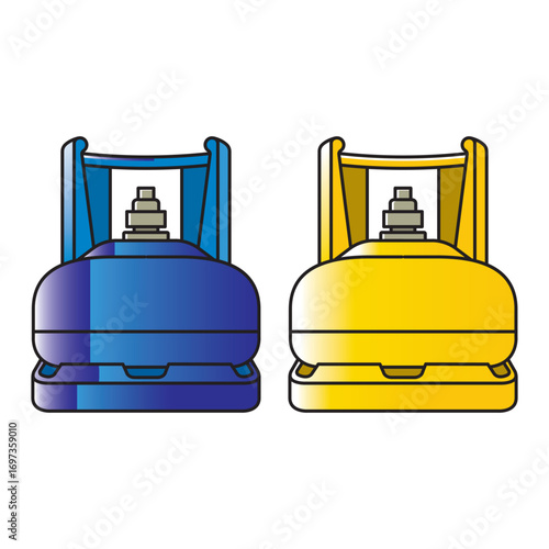 isolated small gas cylinder in yellow and blue vector art