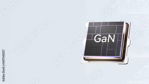 3D Rendering of GaN (Gallium Nitride) Semiconductor Chip with Transparent Background for Tech and Electronics Design