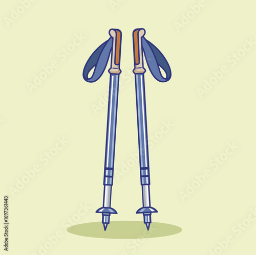 Outdoor  Trekking Poles Illustration. Hiking Gear Walking Sticks for Mountain Adventure