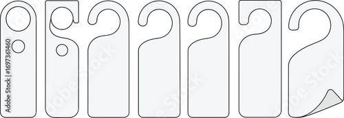 Collection of blank white door hanger tags with varied shapes and cutouts