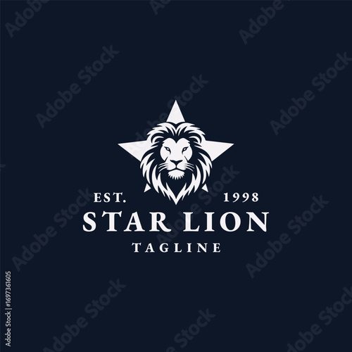 Star lion logo vector hipster vintage icon illustration
