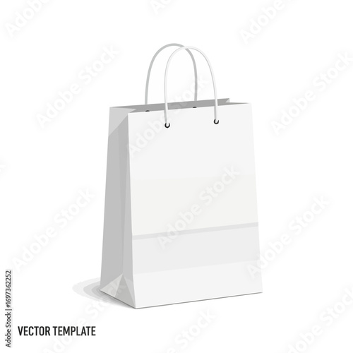 White shopping bag with handles, a blank template for product packaging and branding.
