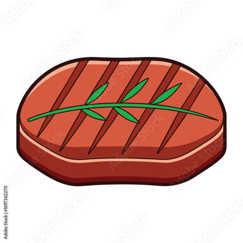 Grilled Steak with Rosemary Garnish A Delicious Culinary Illustration