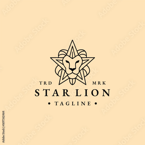 Star lion logo vector hipster vintage icon illustration
