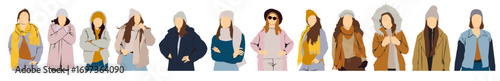 group of people in winter wear vector illustration