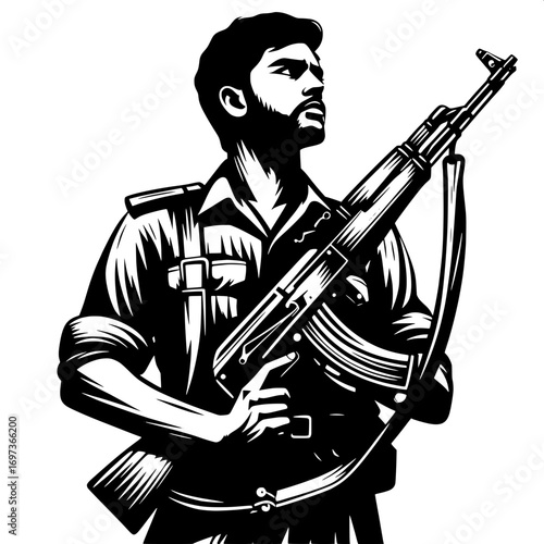  Freedom Fighter with Rifle Silhouette
