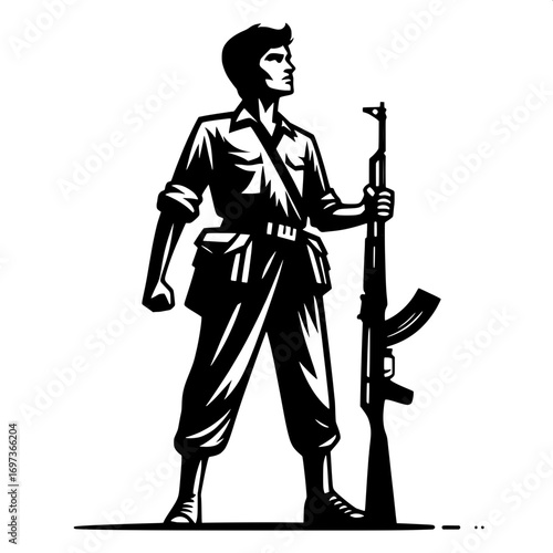  Freedom Fighter with Rifle Silhouette
