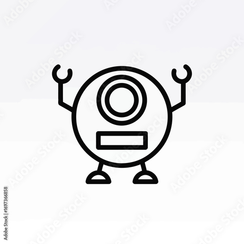 A simple line art illustration of a friendly robot with arms and legs, ready to assist.