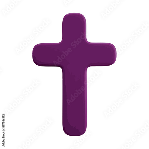 Purple cross symbol, religious icon, simple design.