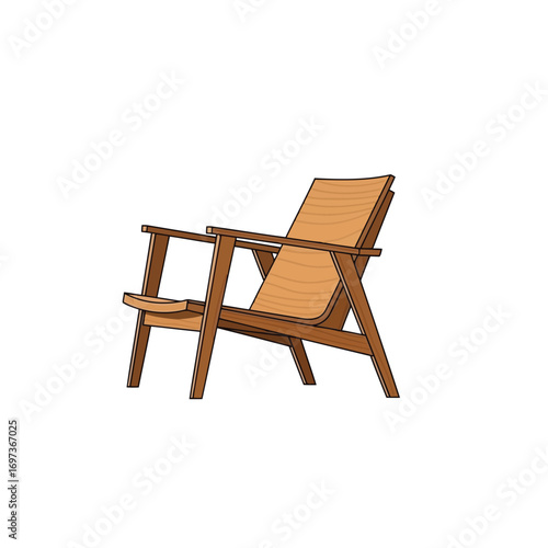 A modern wooden armchair with a slatted seat and back, shown in a simple vector illustration style on a white background.