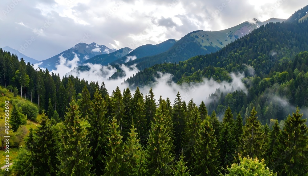 Fototapeta premium Misty mountain valley