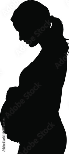 Pregnant woman silhouette holding belly vector