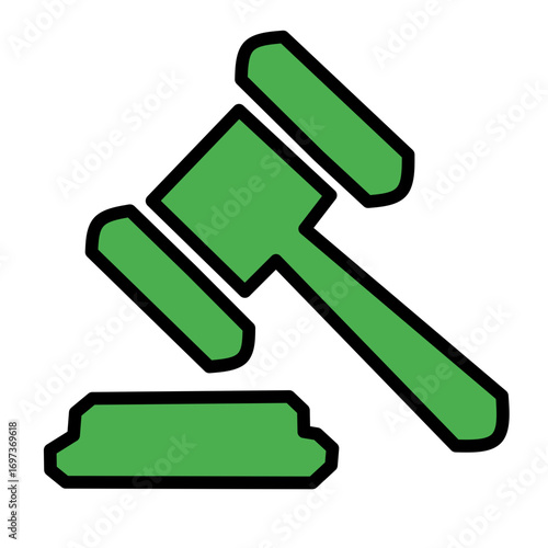 Law Gavel Icon Green - Justice Court Symbol
