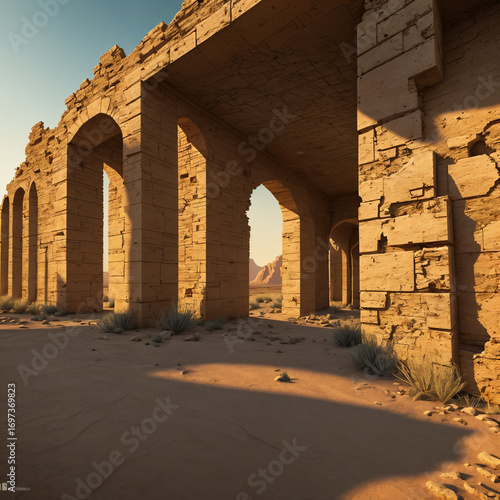 the ancient brave roman aqueduct at sunset