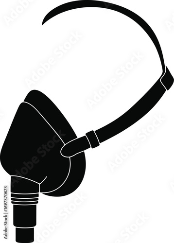 Black medical mask with tube breathing apparatus airway management