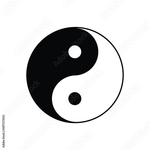 A classic black and white Yin-Yang symbol representing balance, harmony, and duality on a plain white background.