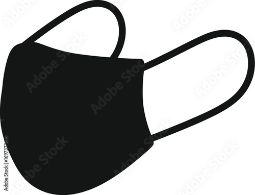 Black fabric face covering face mask personal protective equipment