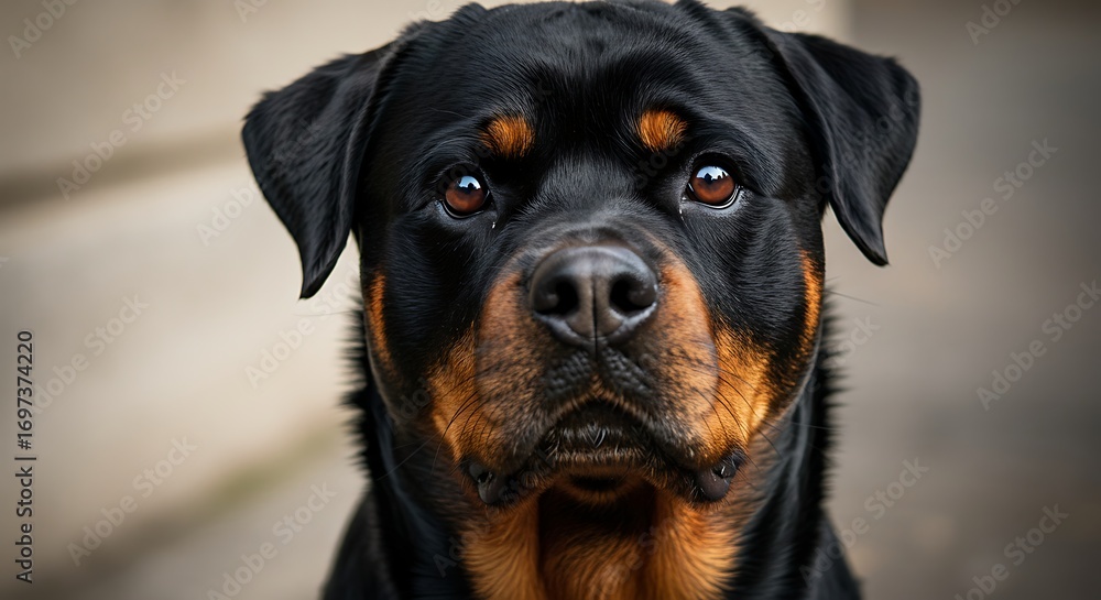 Fototapeta premium Black rottweiler portrait