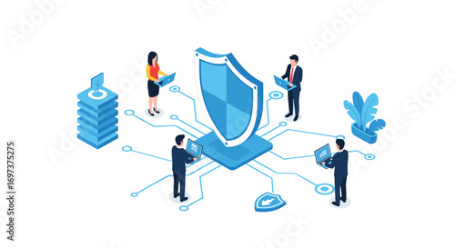 Digital security solutions protecting data and networks with teamwork and technology