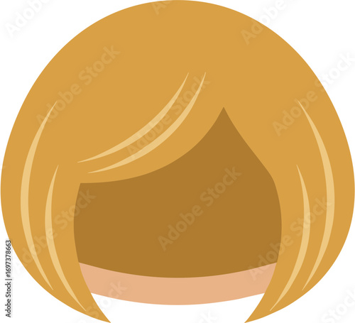 Simple Flat Blonde Bob Haircut Style Illustration Graphic Element