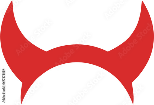 Simple Minimalist Red Horn Shape Graphic Design Icon Illustration