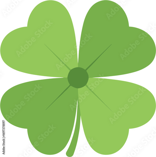 Flat Graphic Four Leaf Clover Spring Season Good Luck Illustration