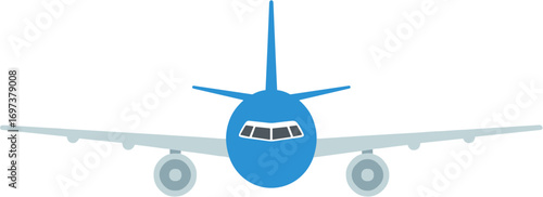 Simple Flat Front Airplane Transportation Travel Graphic Element