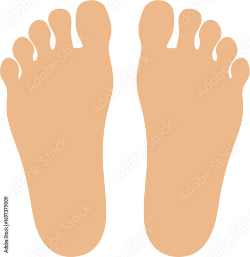 Simple Flat Illustration of Two Bare Feet with Toes Design Element