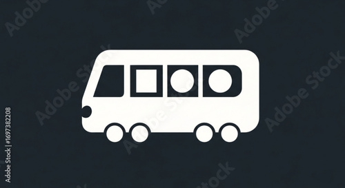 Bus icon on a dark background, representing public transportation and urban mobility for city dwellers and commuters