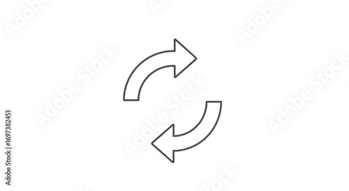 Simple gray arrows rotating in a circle, representing cycle and continuous process