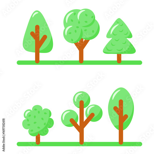 Hand-drawn green trees