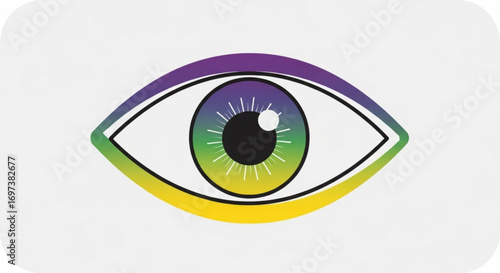 Eye icon with colorful gradient, representing vision, perception, and visual communication concept