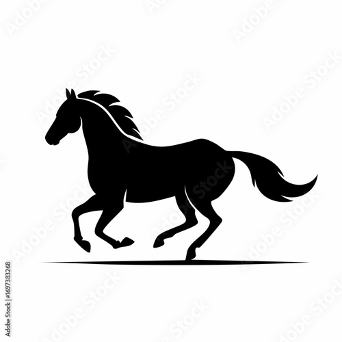 Black Horse Silhouette Vector Representing Chinese Zodiac Horse
