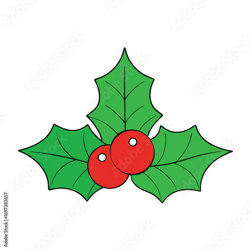A festive holly branch with bright red berries and glossy green leaves, symbolizing Christmas cheer, holiday joy, and timeless seasonal beauty.
