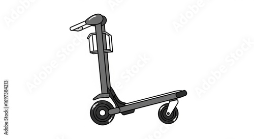 Illustration of a gray scooter, ideal for urban mobility and ecofriendly transportation