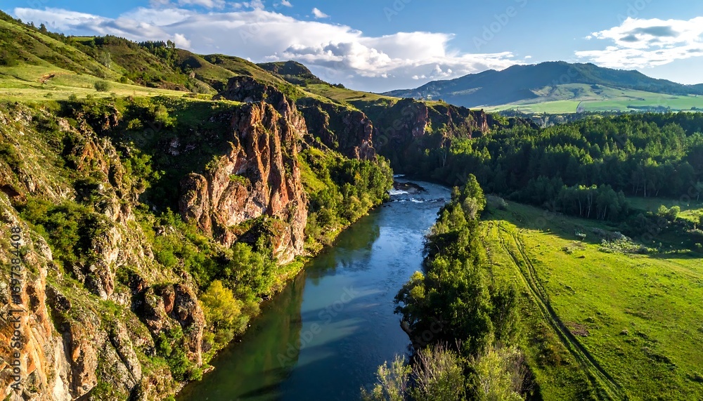 Obraz premium Scenic river valley landscape