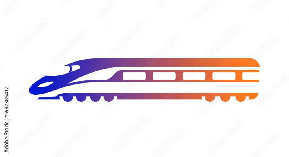 Fototapeta premium A modern high speed train icon, representing fast transportation and railway travel