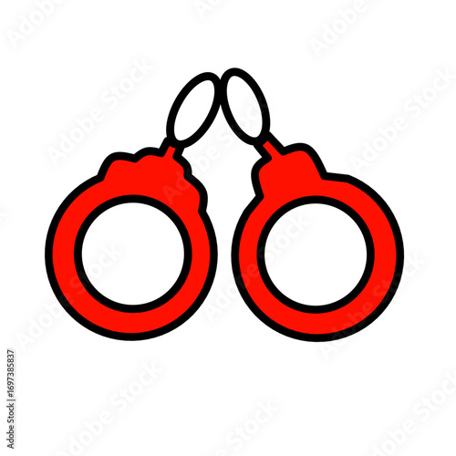 Handcuffs Red Icon - Police Arrest Symbol