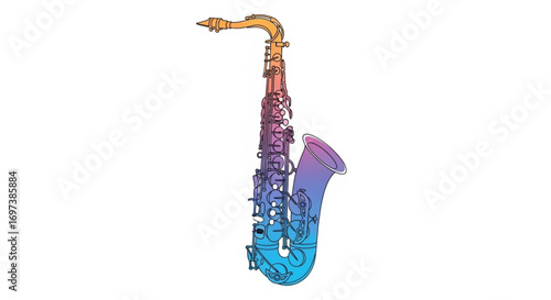 Colorful saxophone illustration, a vibrant musical instrument design for creative projects