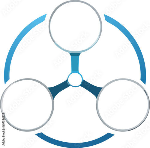 Three interconnected circles forming a circular diagram, ideal for presentations or workflow visualization.