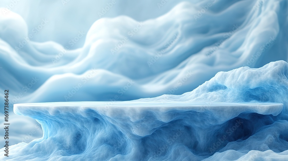 Fototapeta premium Three-Dimensional Dynamic Abstract Background with Foreground Storage Table, Soft Texture Modern Wallpaper 3D Visual Effect