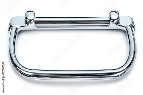 Polished chrome D-shaped handle with rounded ends and central bar