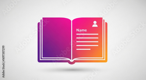 Vibrant address book icon, perfect for contact management and personal organization