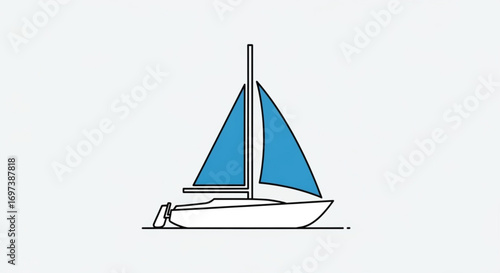 Illustration of a sailboat symbol of travel, sea, ocean, yacht, and adventure
