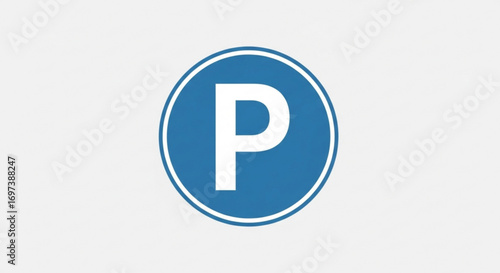 Blue parking sign indicating a designated area for vehicle parking and transportation